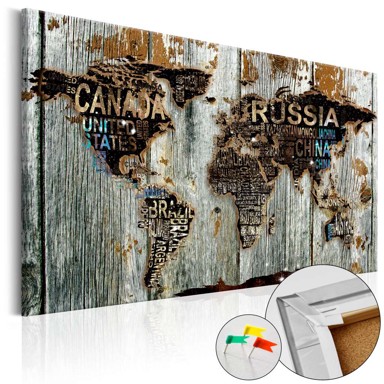 Slika na plutenoj podlozi Wooden Border [Cork Map] 120x80